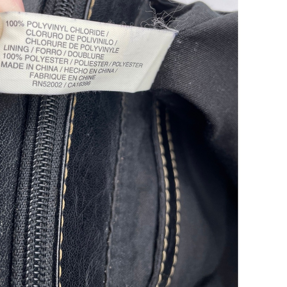 Liz Claiborne Black Faux Leather Shoulder Bag Contrast Stitching - Picture 10 of 10